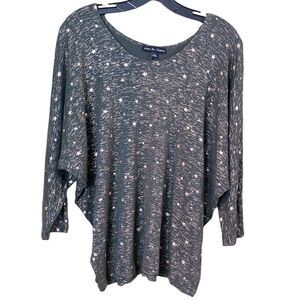 Kim & Cami Gold Star Raglan Sleeve Top Size Large